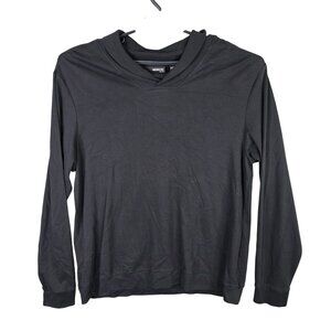 Mens Murano Slim Fit Black T Shirt V Neck Ribbed Collar Long Sleeve Size XL